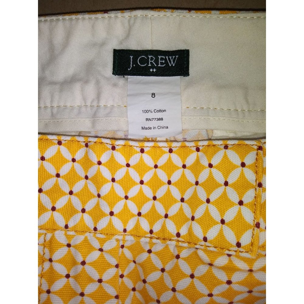 J.Crew Yellow Retro Geometric Cotton Mini Skirt Size 8 - Picture 2 of 4
